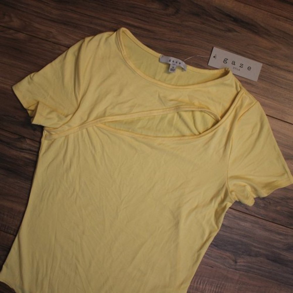 Gaze Light Yellow Short Sleeve Bodysuit M - Picture 2 of 7